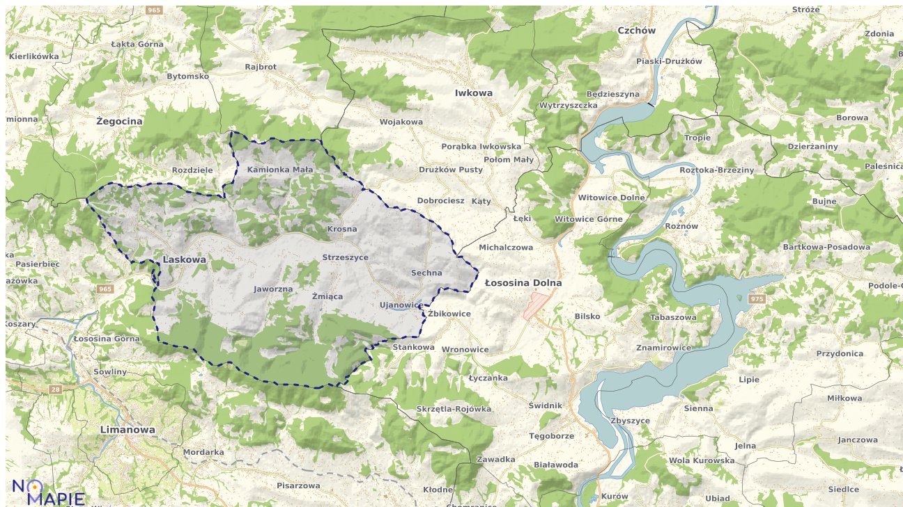 Mapa obszarów ochrony przyrody Laskowej